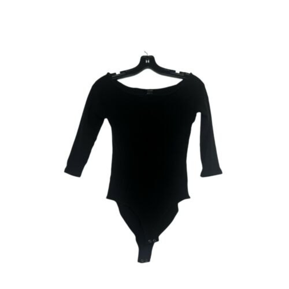 Forever 21 Black Long Sleeve Bodysuit Top Size Medium Off The Shoulder